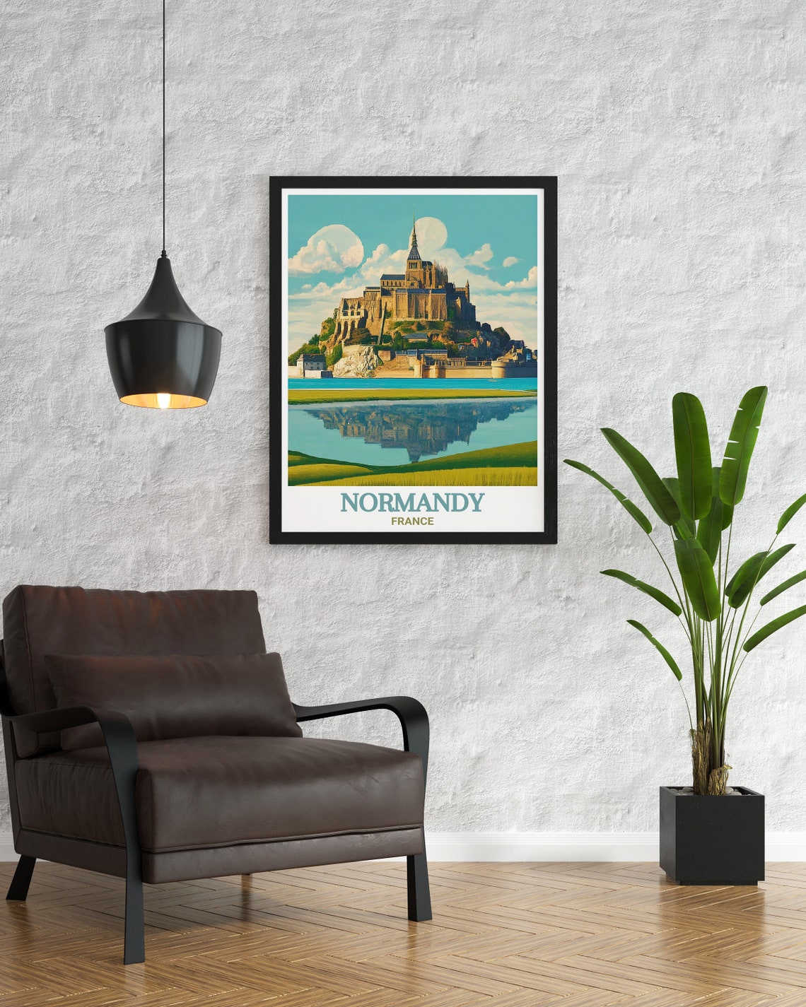 Normandy France Mont Saint-Michel Abbey Reflection Island Poster - Image 3