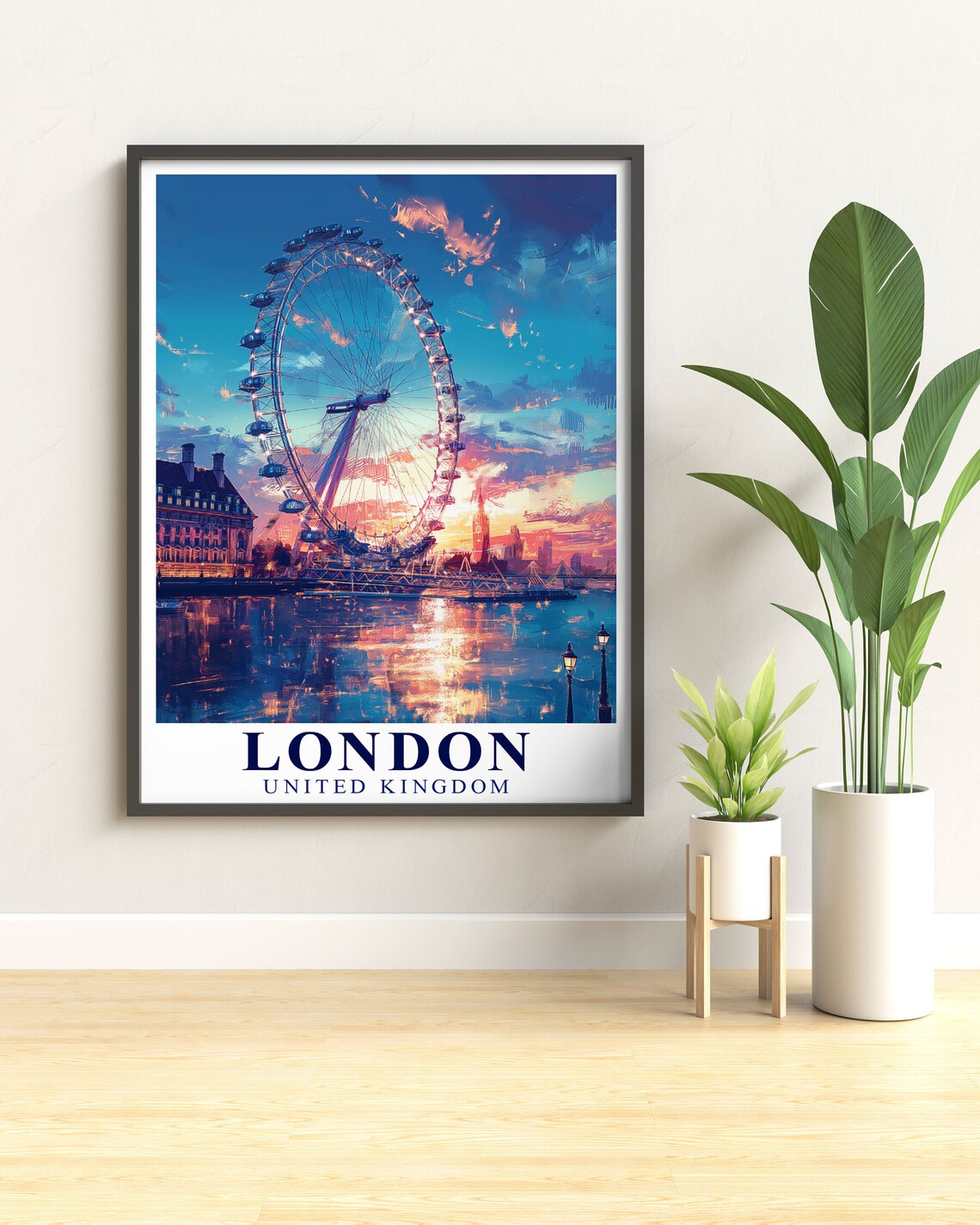London United Kingdom London Eye Thames Sunset Big Ben Travel Poster - Image 2