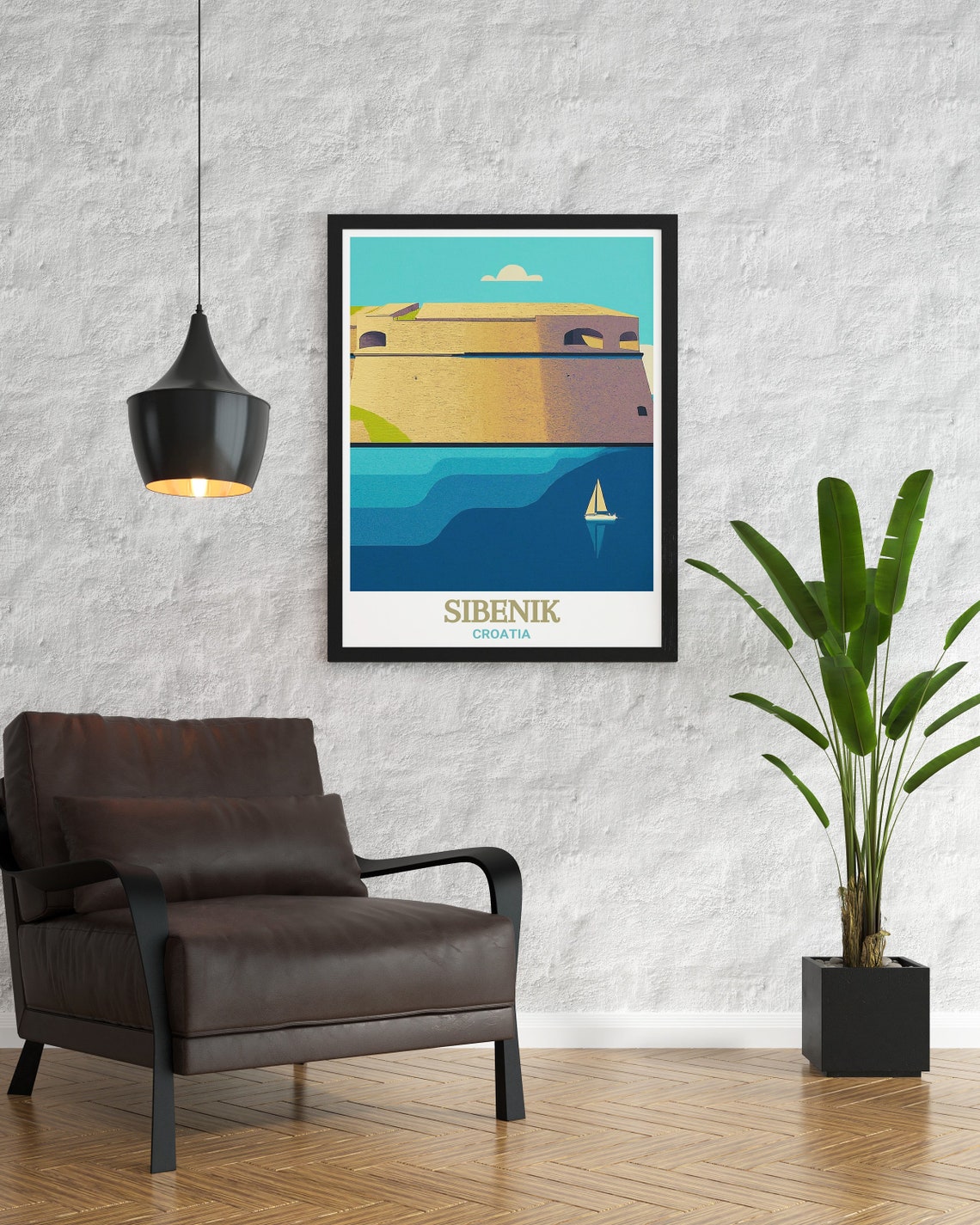 Sibenik Croatia St Nicholas Fortress Sailboat Sea View Poster - Image 3