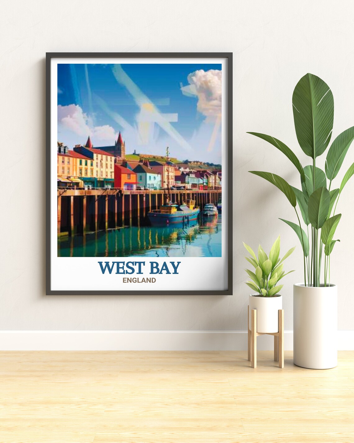 West Bay Harbor Fishing Boats Dorset Coast England Seaside Poster - Image 2