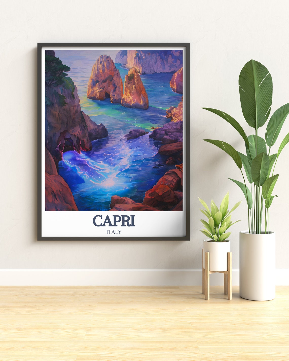 Capri Italy Faraglioni Rocks Dusk Turquoise Sea Travel Poster - Image 2
