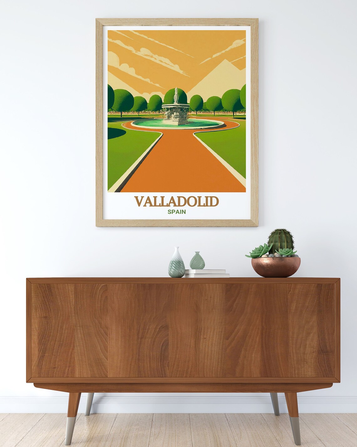 Valladolid Spain Campo Grande Park Fountain Retro Travel Poster - Image 3