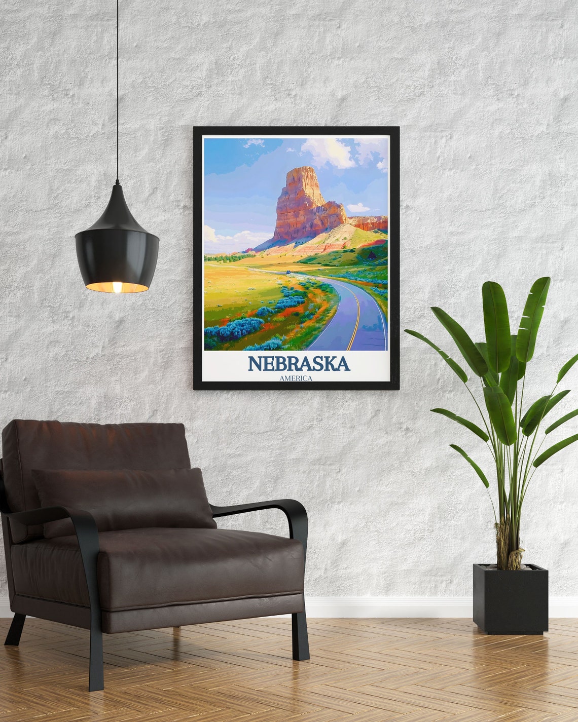 Scotts Bluff National Monument and Prairie Road Nebraska Poster - Image 3