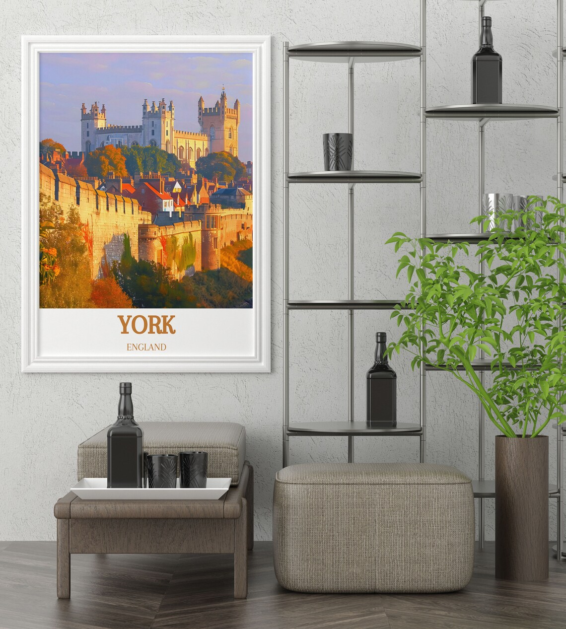 York City Walls Panorama Minster Towers Golden Travel Poster - Image 3