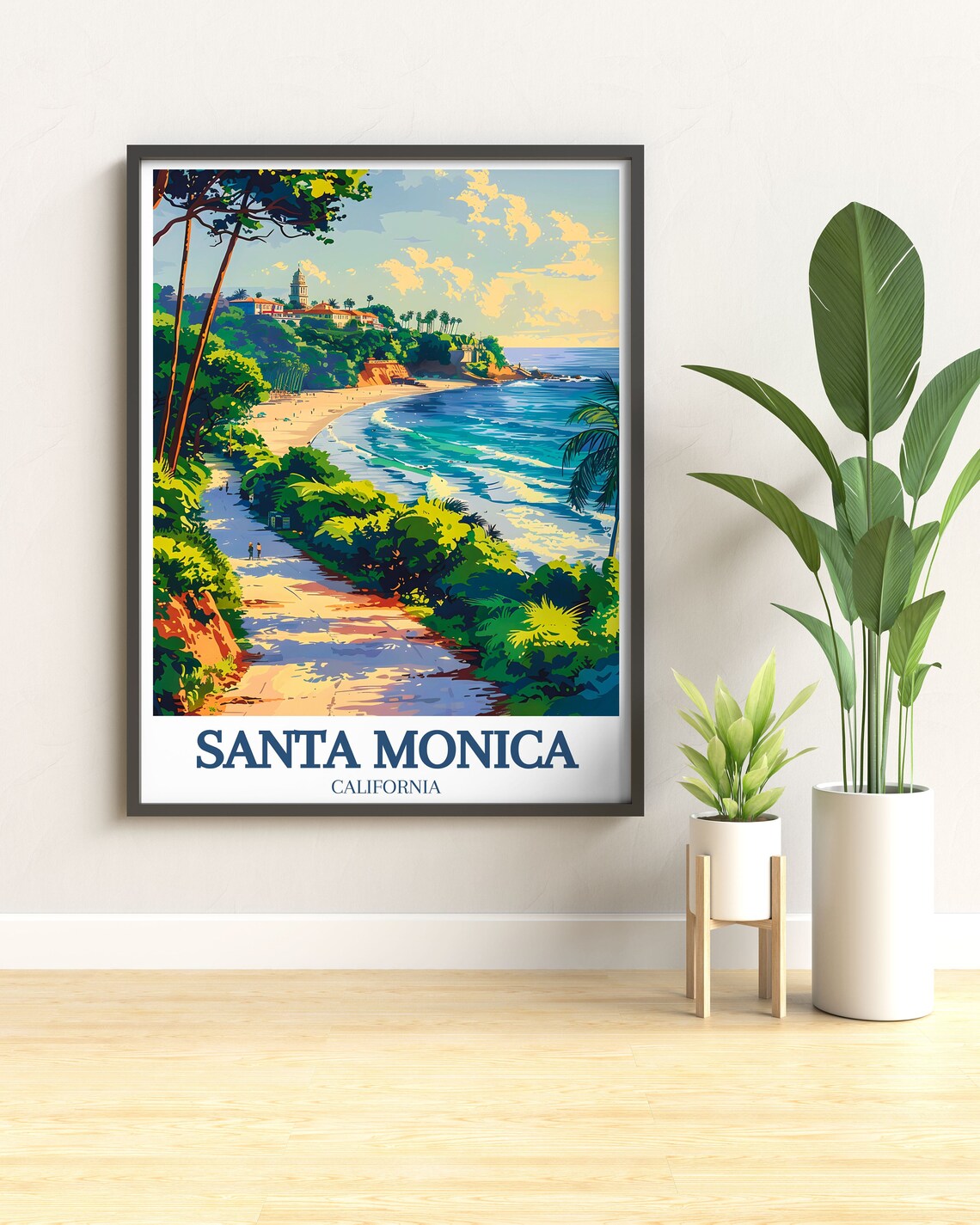 Santa Monica California Palisades Park Cliff Ocean View Travel Poster - Image 3