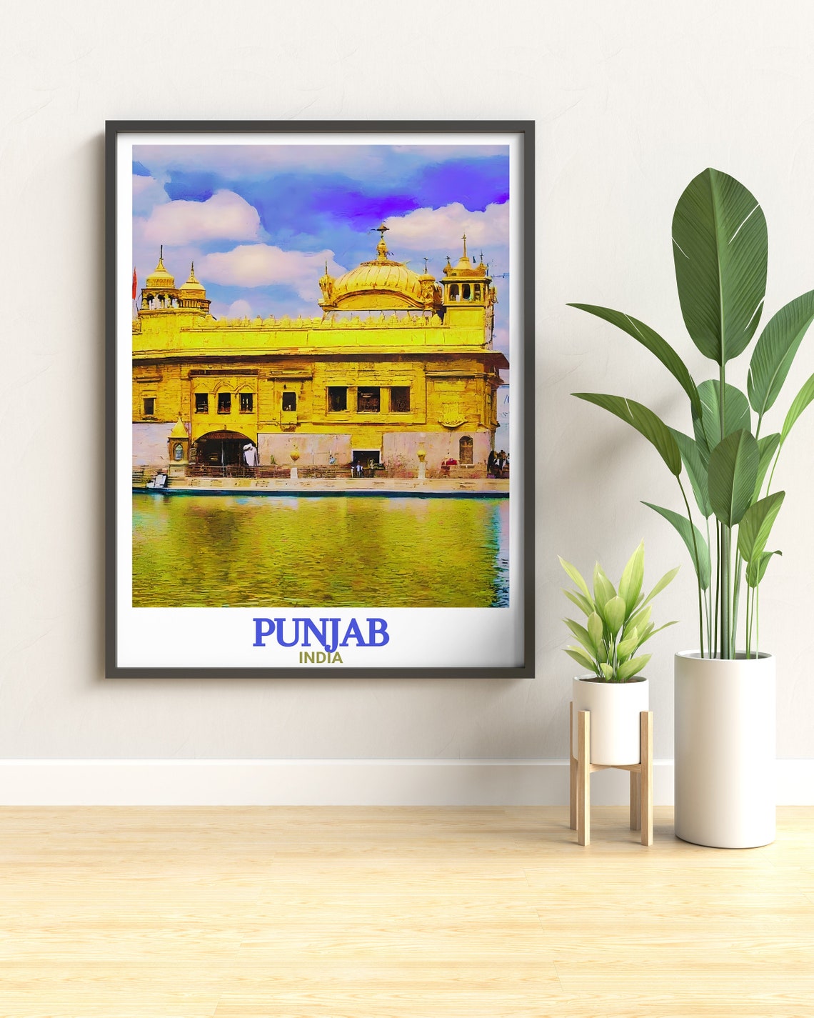 Punjab India Golden Temple Amritsar Reflection Watercolor Poster - Image 2