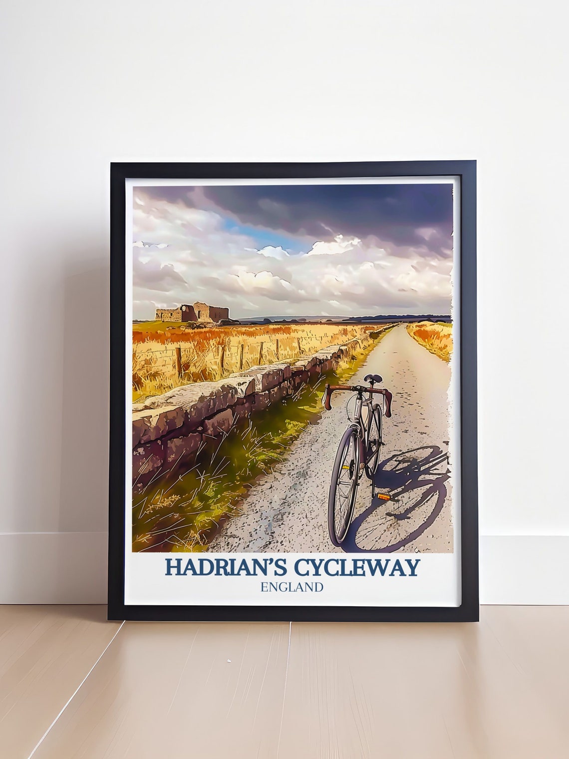 Hadrians Cycleway Bicycle Ride Past Ancient Roman Wall England Poster - Image 4