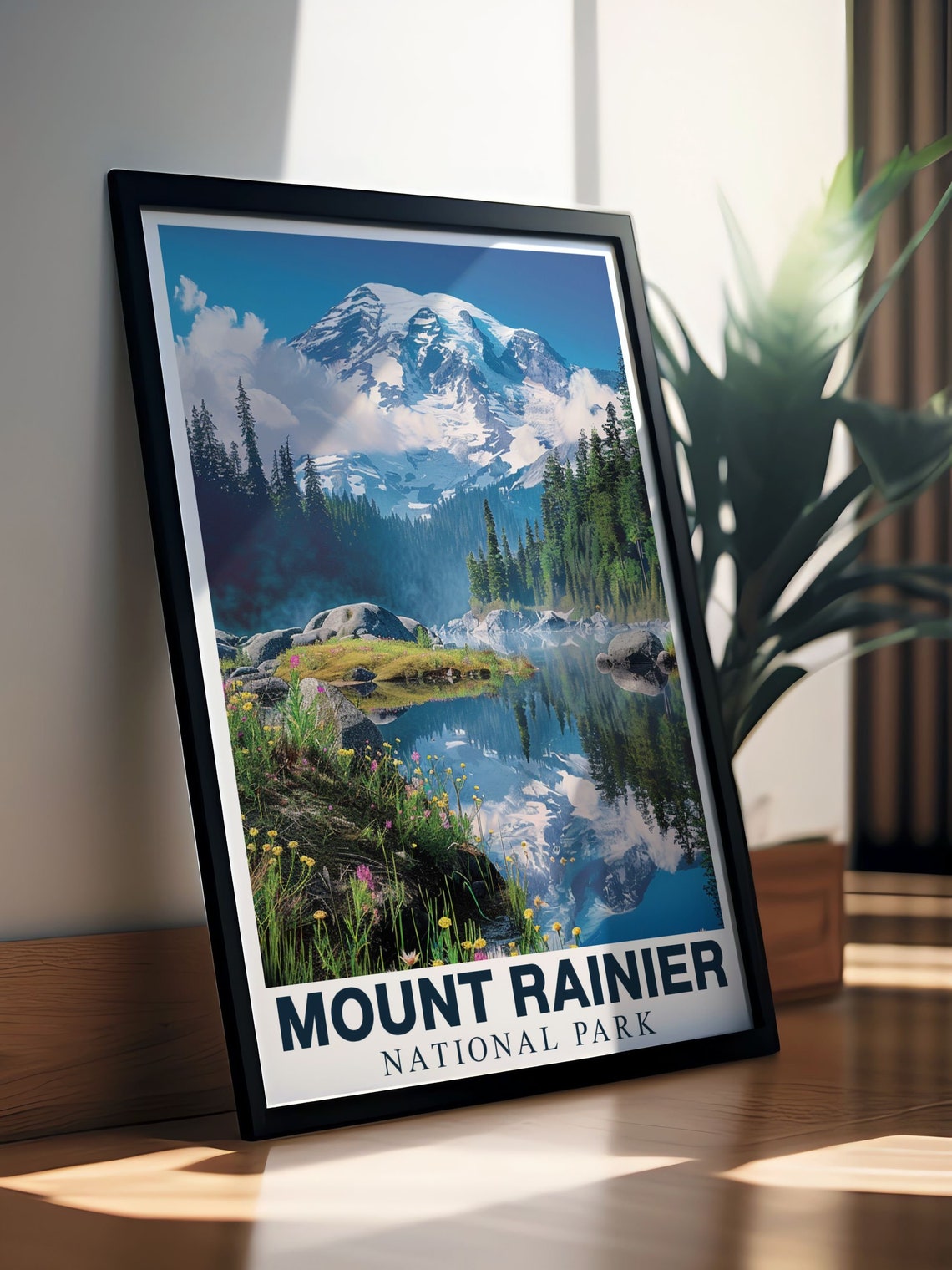 Mount Rainier National Park Mountain Reflected in Lake Poster - Image 2