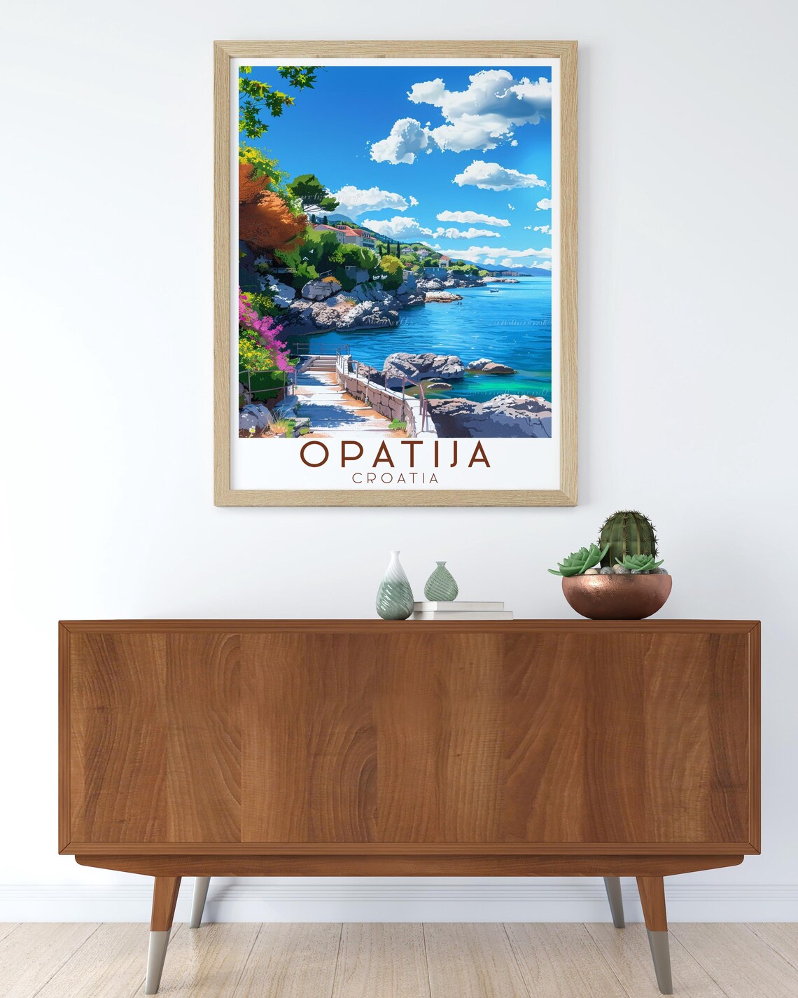 Opatija Croatia Lungomare Promenade Stairs Rocky Coast Travel Poster - Image 2