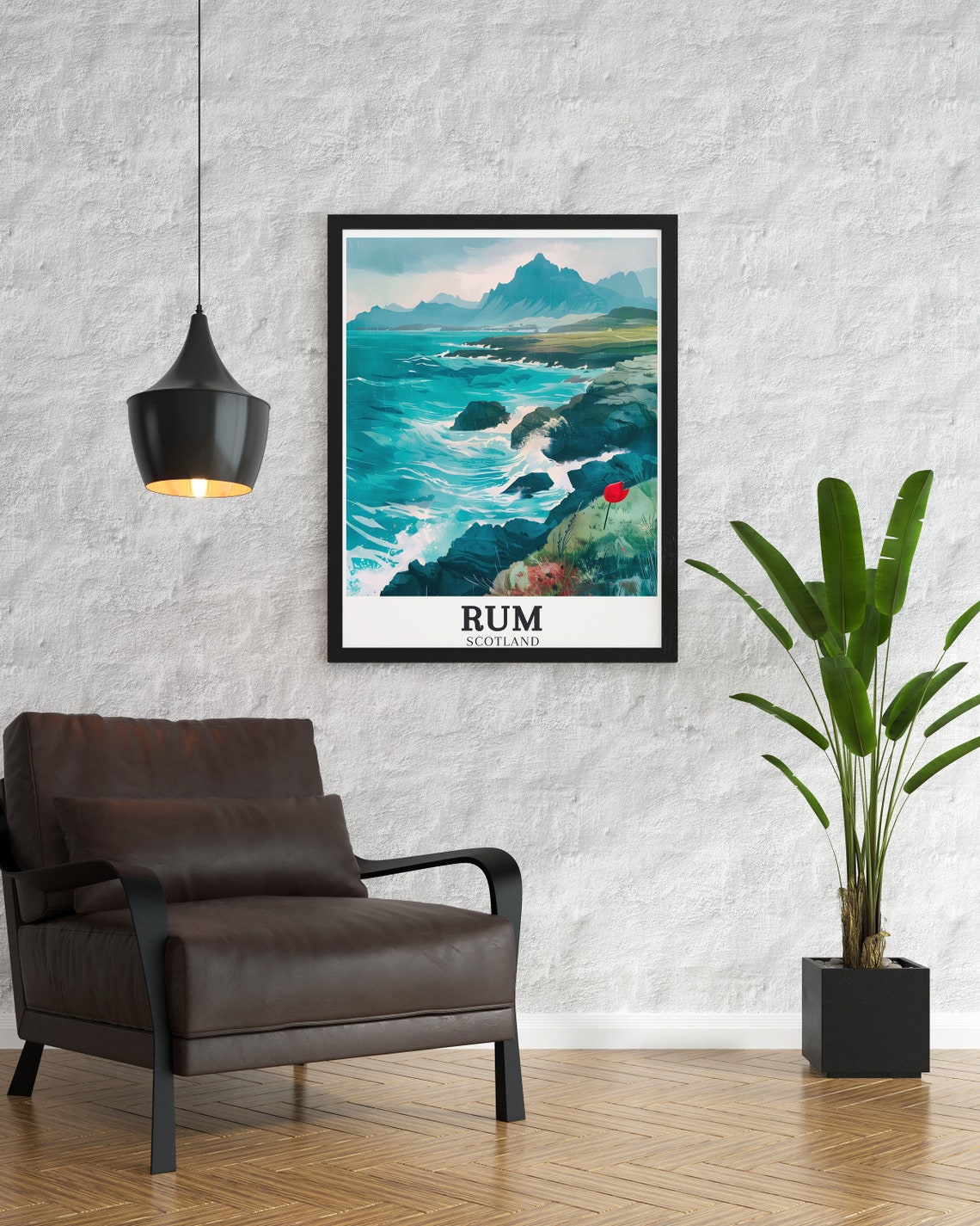 Isle of Rum Dramatic Wild Scottish Coast Ocean Waves View Poster - Image 2
