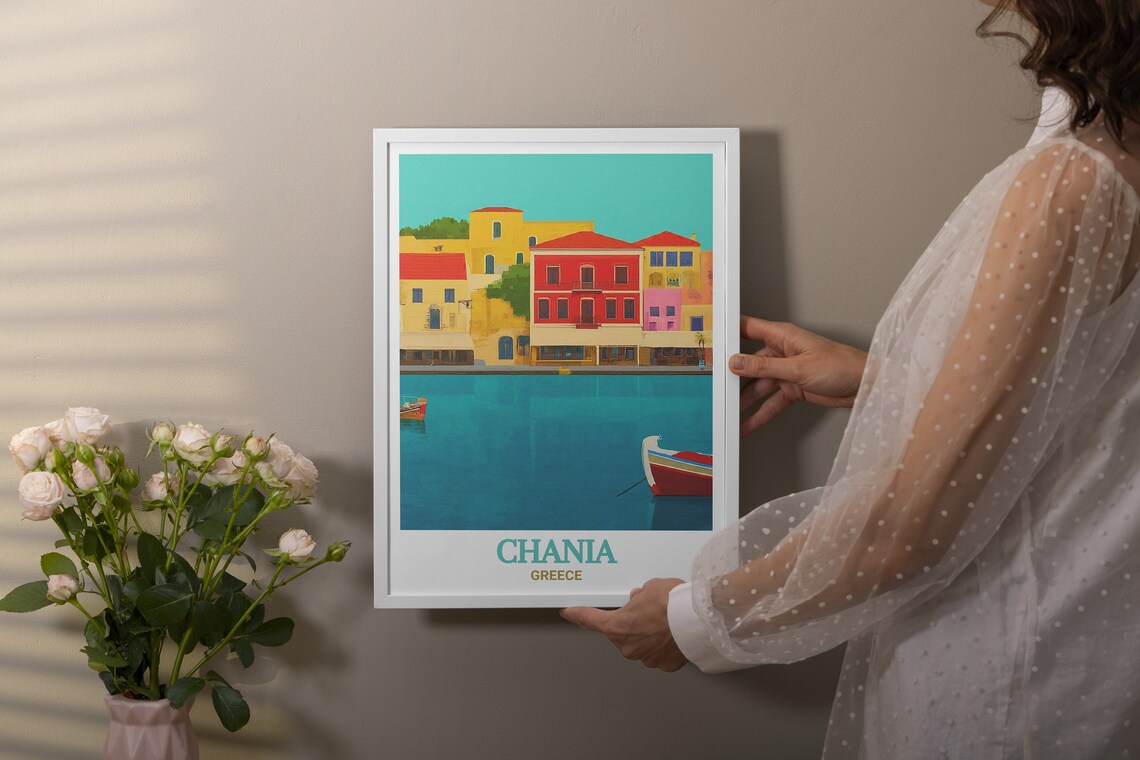 Chania Art Deco Posters, Venetian Harbor Travel Poster - Image 3