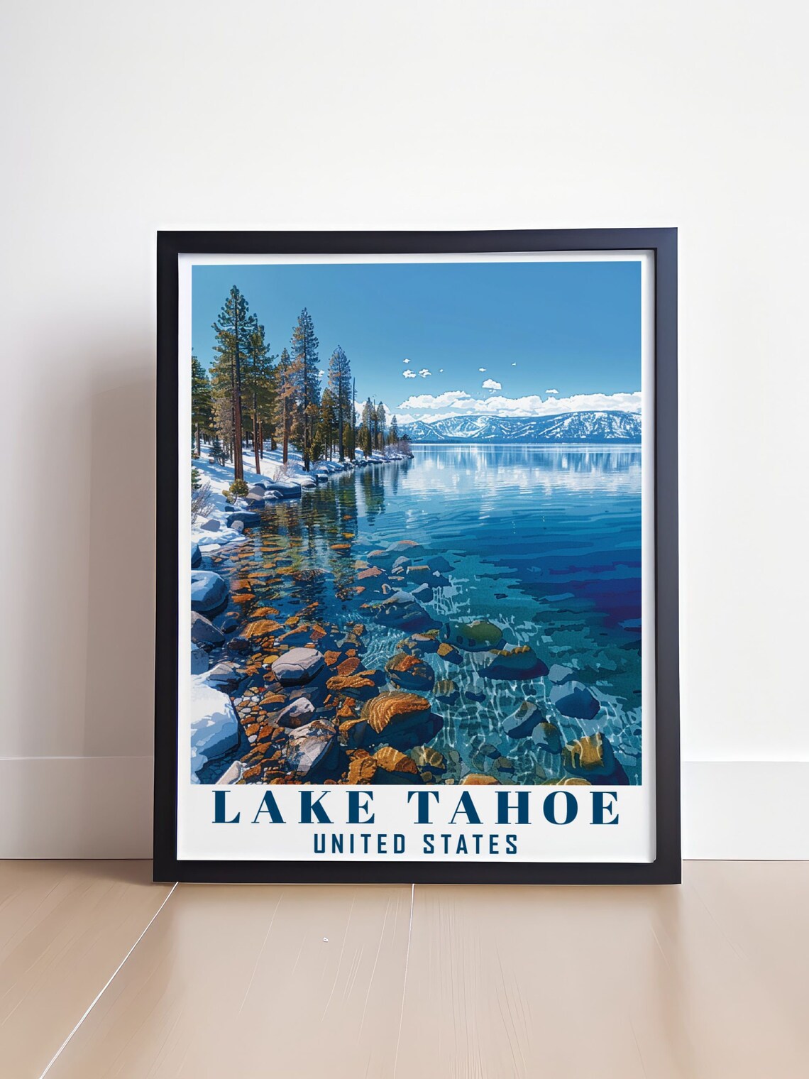 Lake Tahoe United States Crystal Water Snowy Pines Travel Poster - Image 4