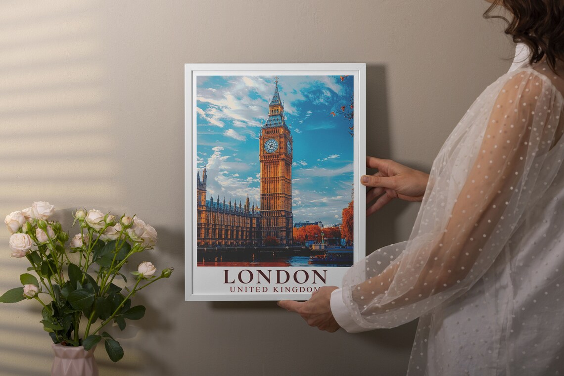 London United Kingdom Big Ben Golden Clock Tower Thames Travel Poster - Image 4