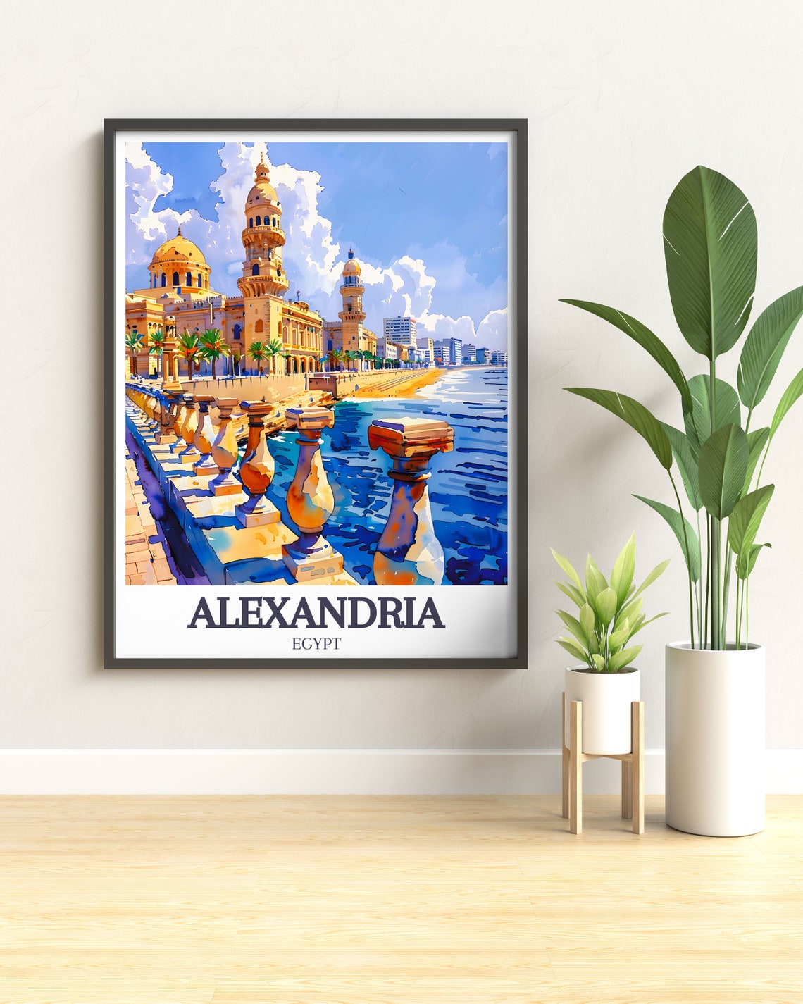 Alexandria Egypt Stanley Beach Corniche Seafront Travel Poster - Image 2
