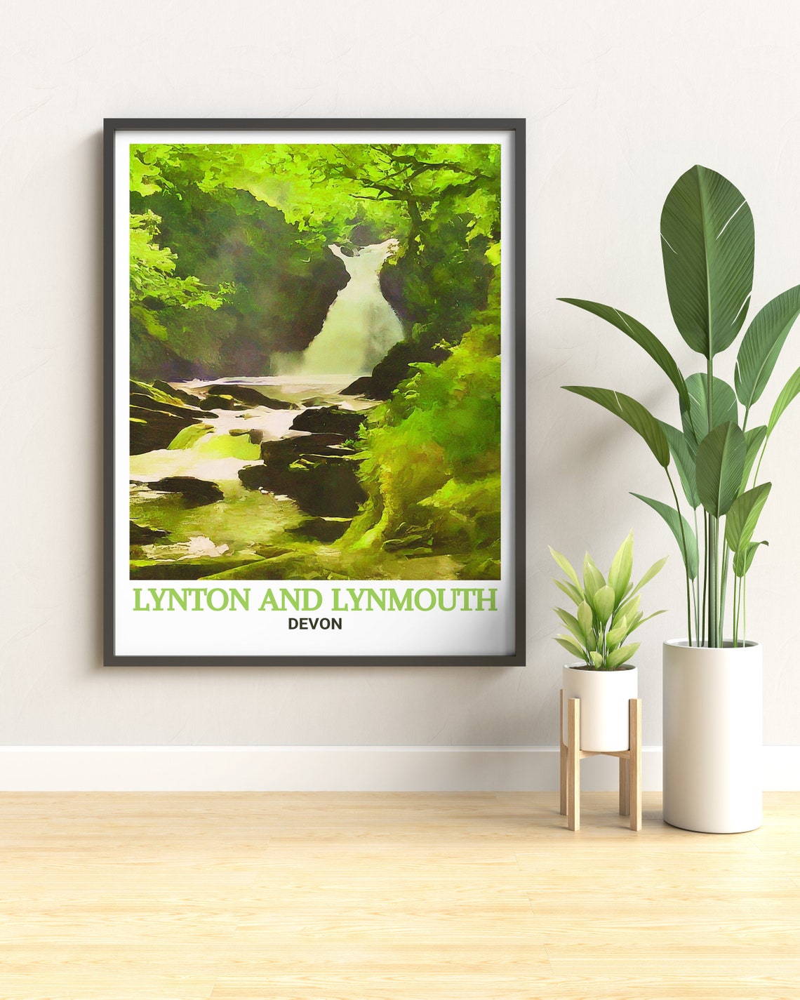Lynton and Lynmouth Waterfall Gorge Lush Devon Landscape Poster - Image 3