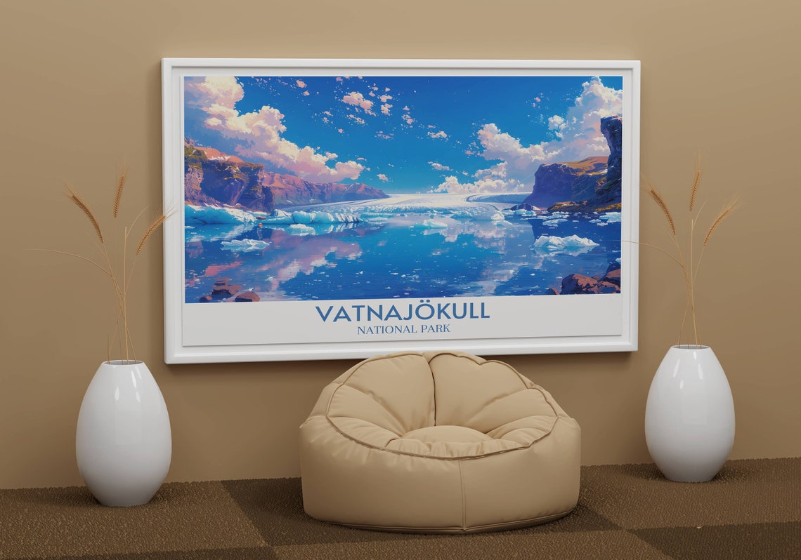 Vatnajokull National Park Glacier Lagoon Reflection Travel Poster - Image 2