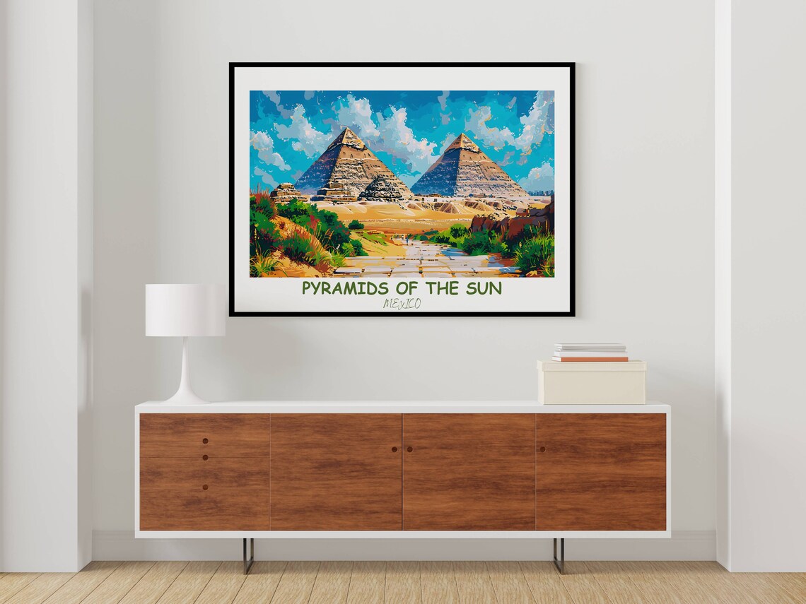 Pyramids Of The Sun Mexico Desert Caravan Path Vintage Travel Poster - Image 2
