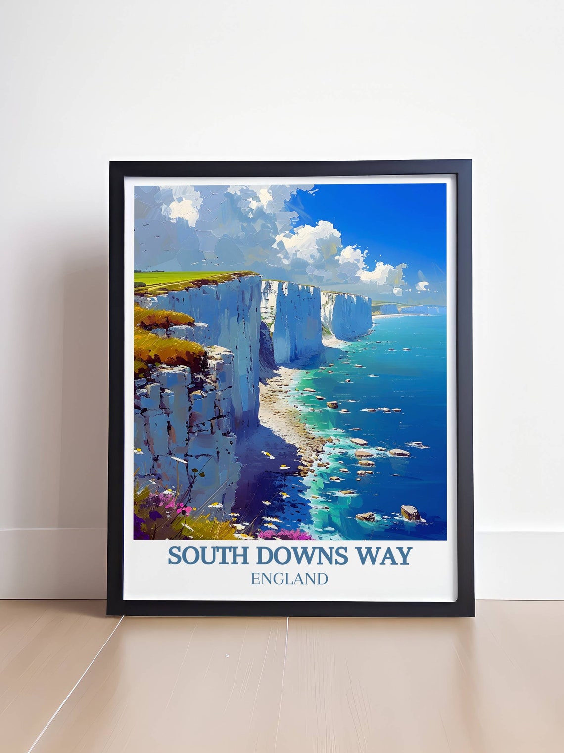 South Downs Way England Travel Poster with White Cliffs Coastal View - Image 4
