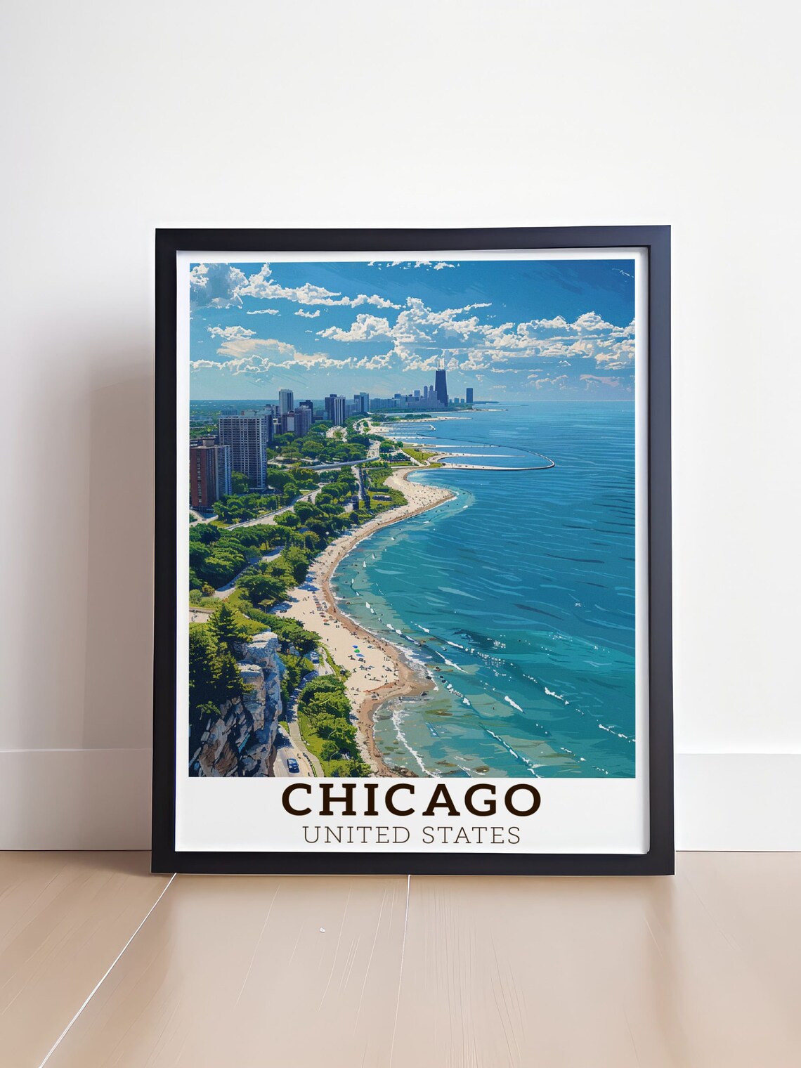 Chicago Lake Michigan Beach Skyline United States Travel Art Poster - Image 4