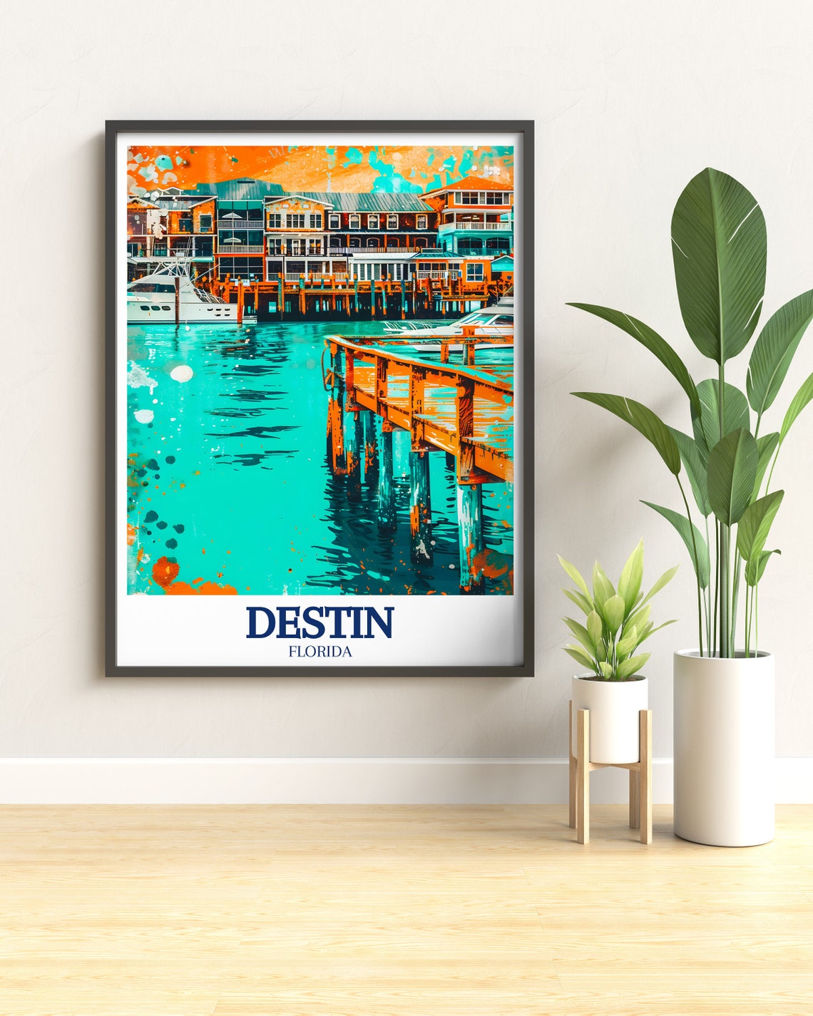 Destin Harbor Boardwalk Poster Florida Turquoise Coastal Art - Image 2