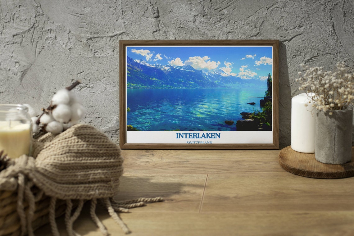 Interlaken Switzerland Lake Brienz Alps Summer Panorama Travel Poster - Image 3