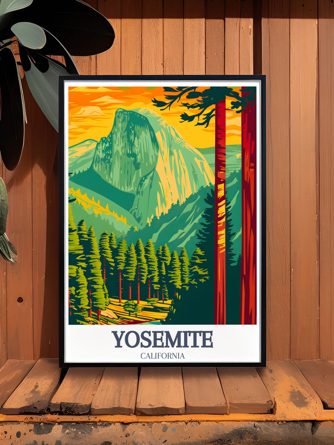 Yosemite California Half Dome Retro Bold Forest Travel Poster - Image 3