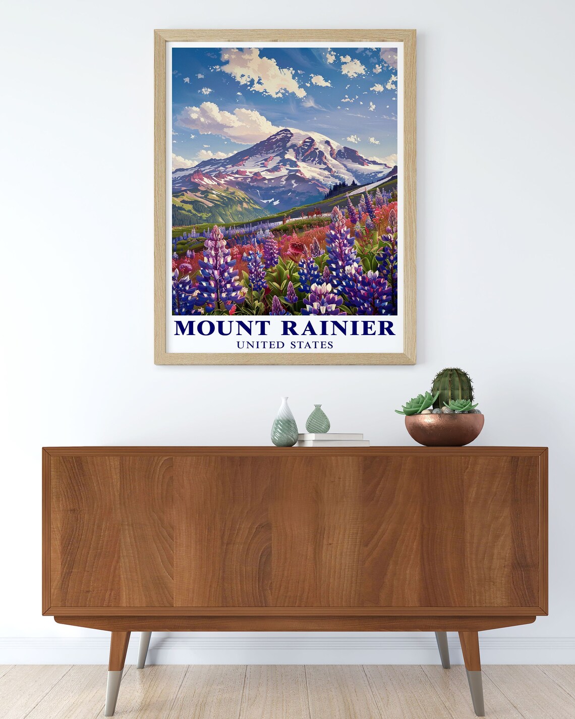 Mount Rainier Washington Alpine Wildflower Meadows Travel Poster - Image 3