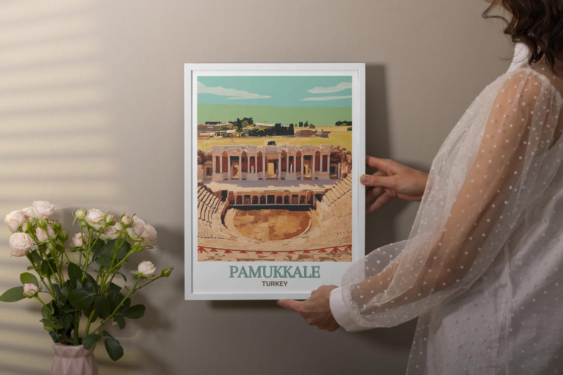 Hierapolis Ancient Roman Theatre Pamukkale Turkey Travel Poster - Image 3