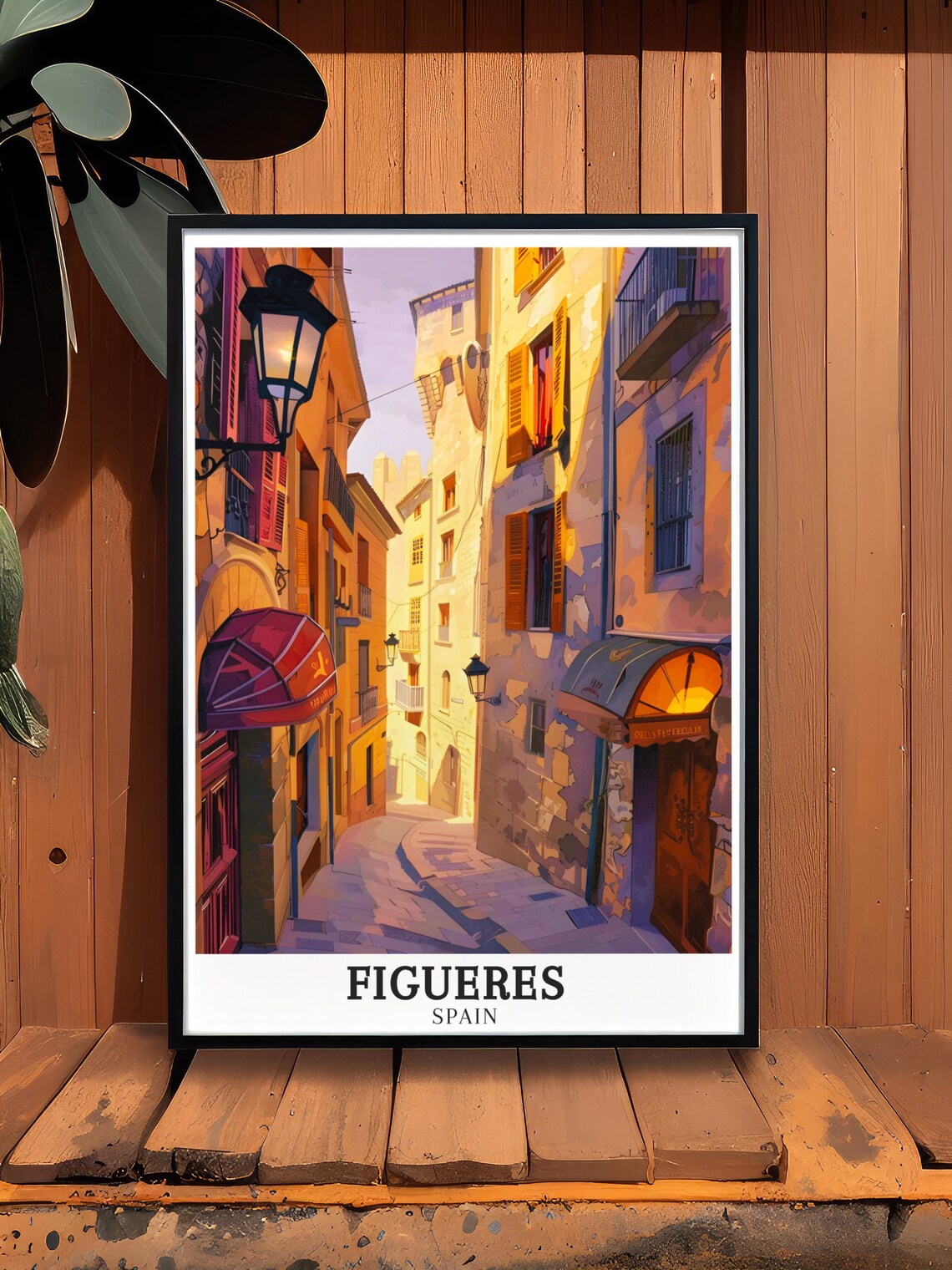 Figueres Spain Golden Hour Old Town Cobblestone Street Scene Poster - Image 2