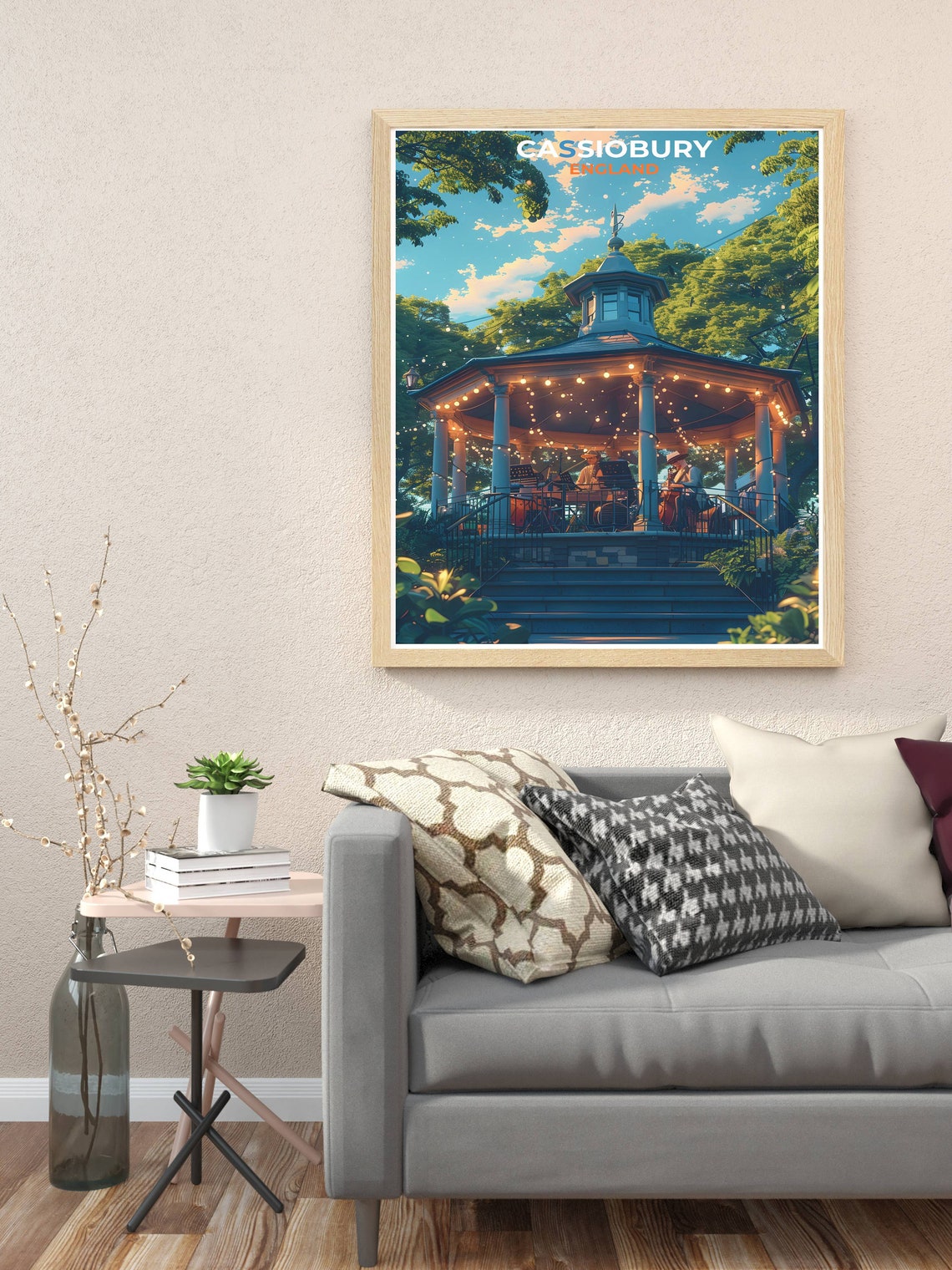 Cassiobury Park Bandstand Fairy Lights Evening England Poster - Image 3