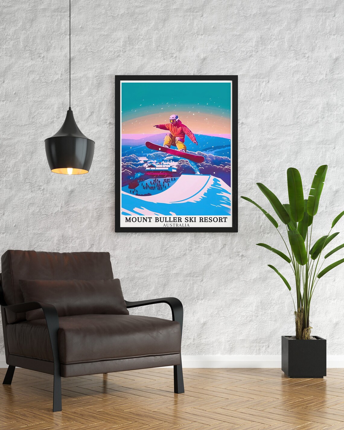 Mount Buller Snowboarder Air Sunset Terrain Park Ski Resort Poster - Image 3