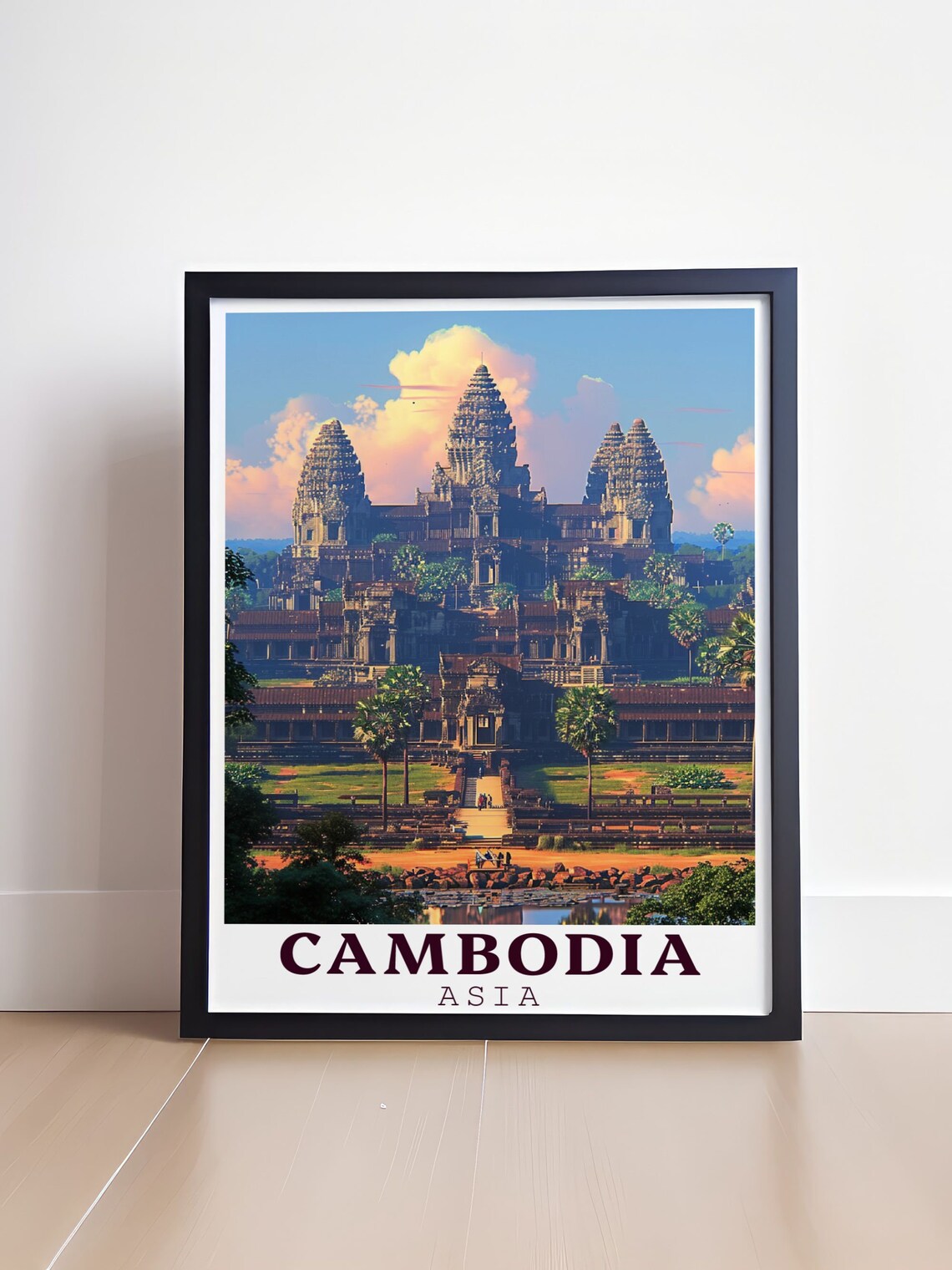 Cambodia Angkor Wat Temple Towers Glowing at Sunset Travel Poster - Image 4