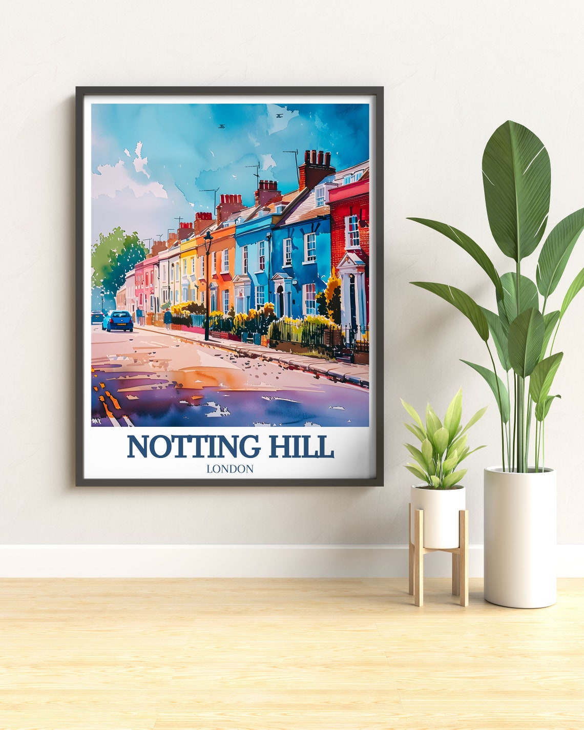 Notting Hill Travel Print Portobello Road Market And St Peters Church Art Notting Hill Decor And Portobello Road Market Gifts - Image 2