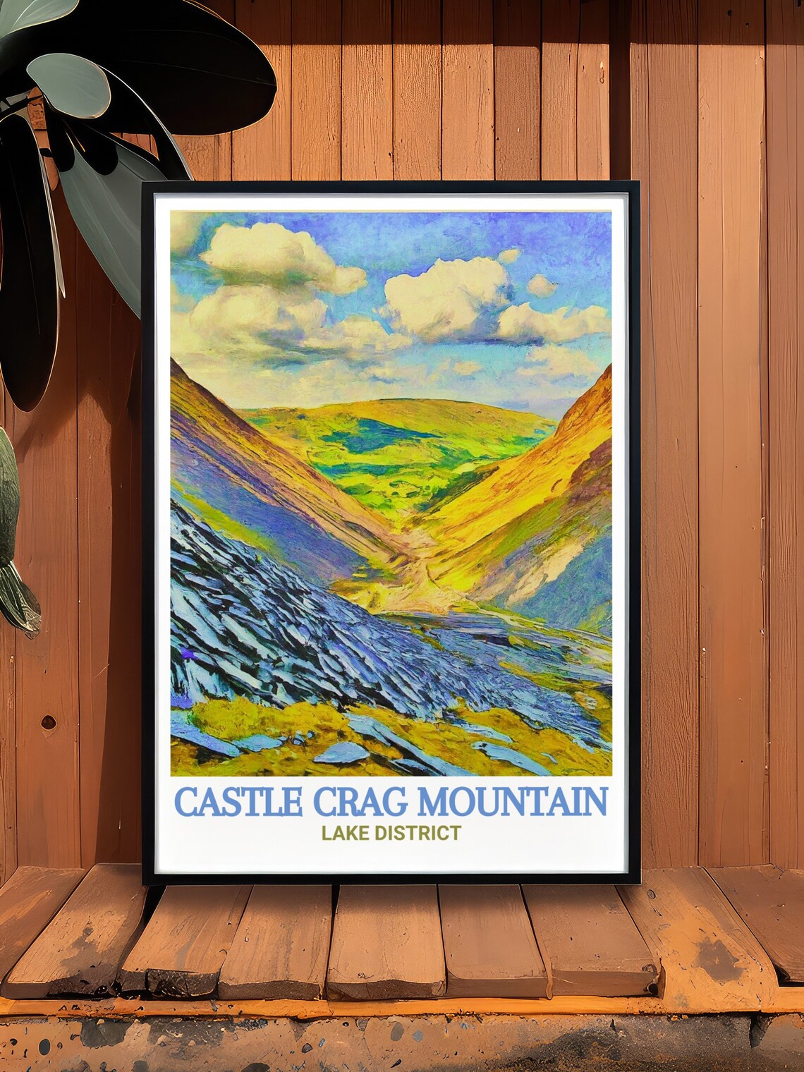 Castle Crag Honister Slate Mine Valley in Vivid Watercolor Poster - Image 2