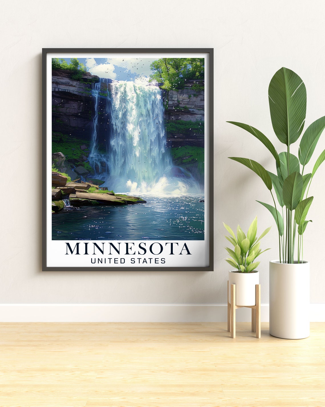 Minnesota Minnehaha Falls Thundering Waterfall Close Up Poster - Image 3