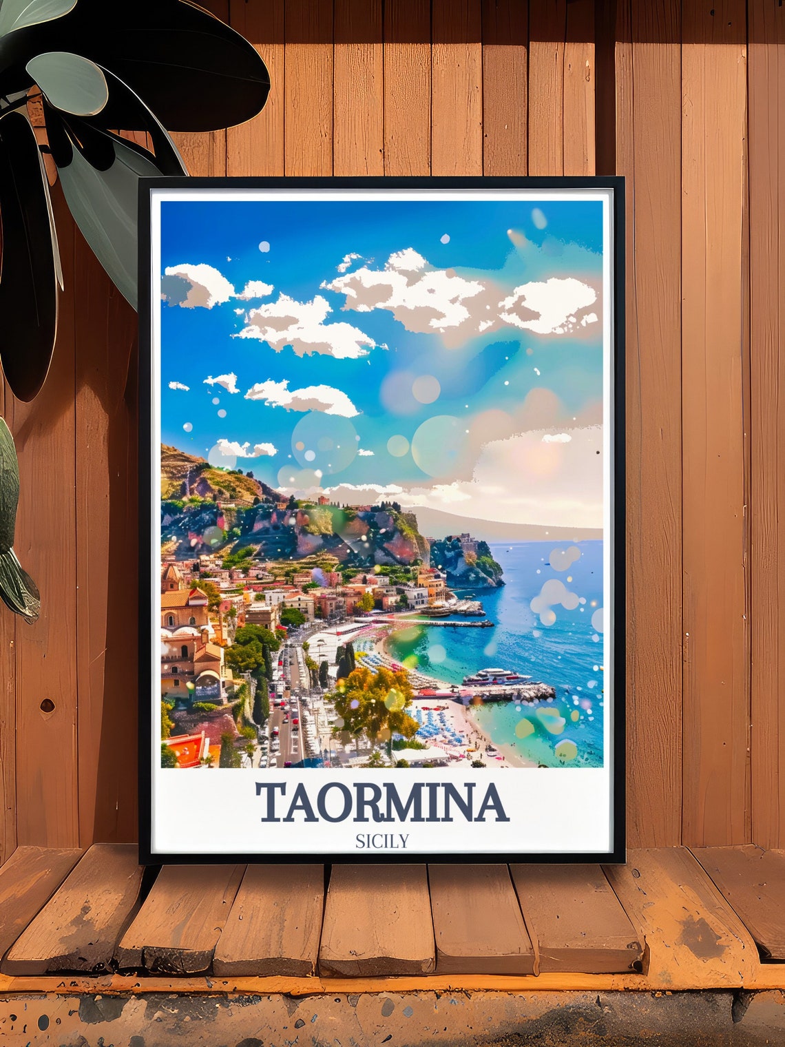 Taormina Sicily Isola Bella Bay Beach Coastline Travel Poster - Image 3