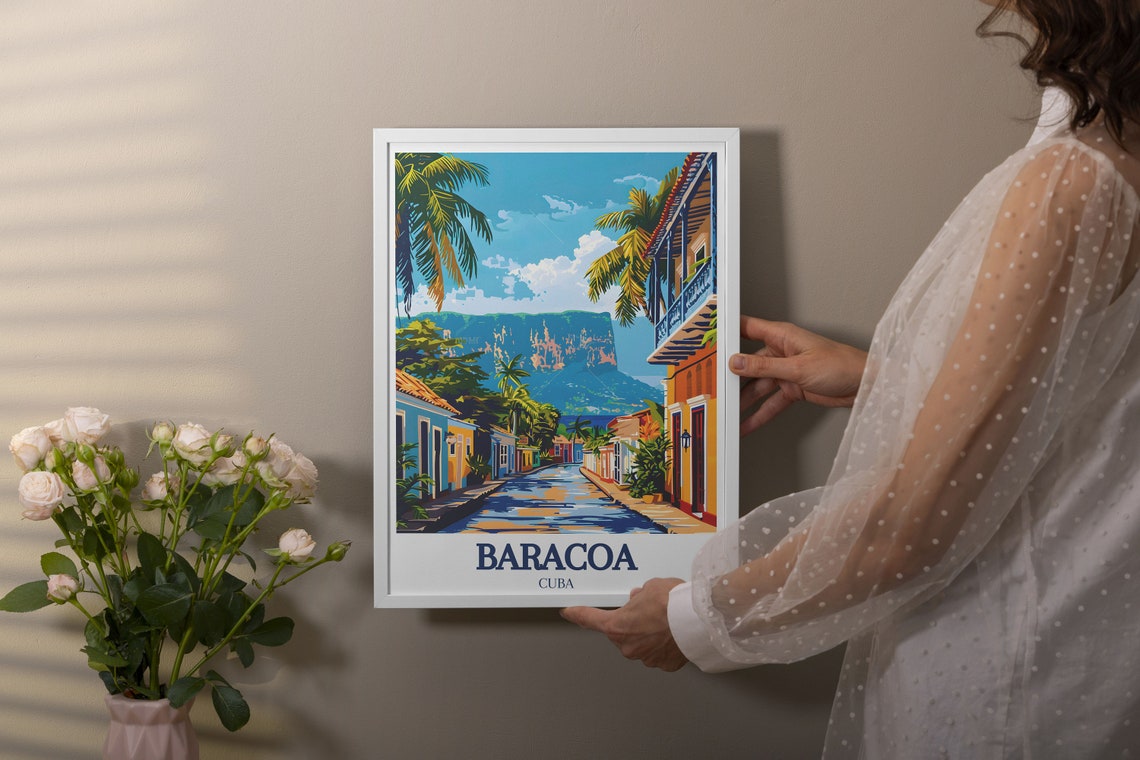 Baracoa Cuba Colonial Street Beneath El Yunque Mountain Poster - Image 2