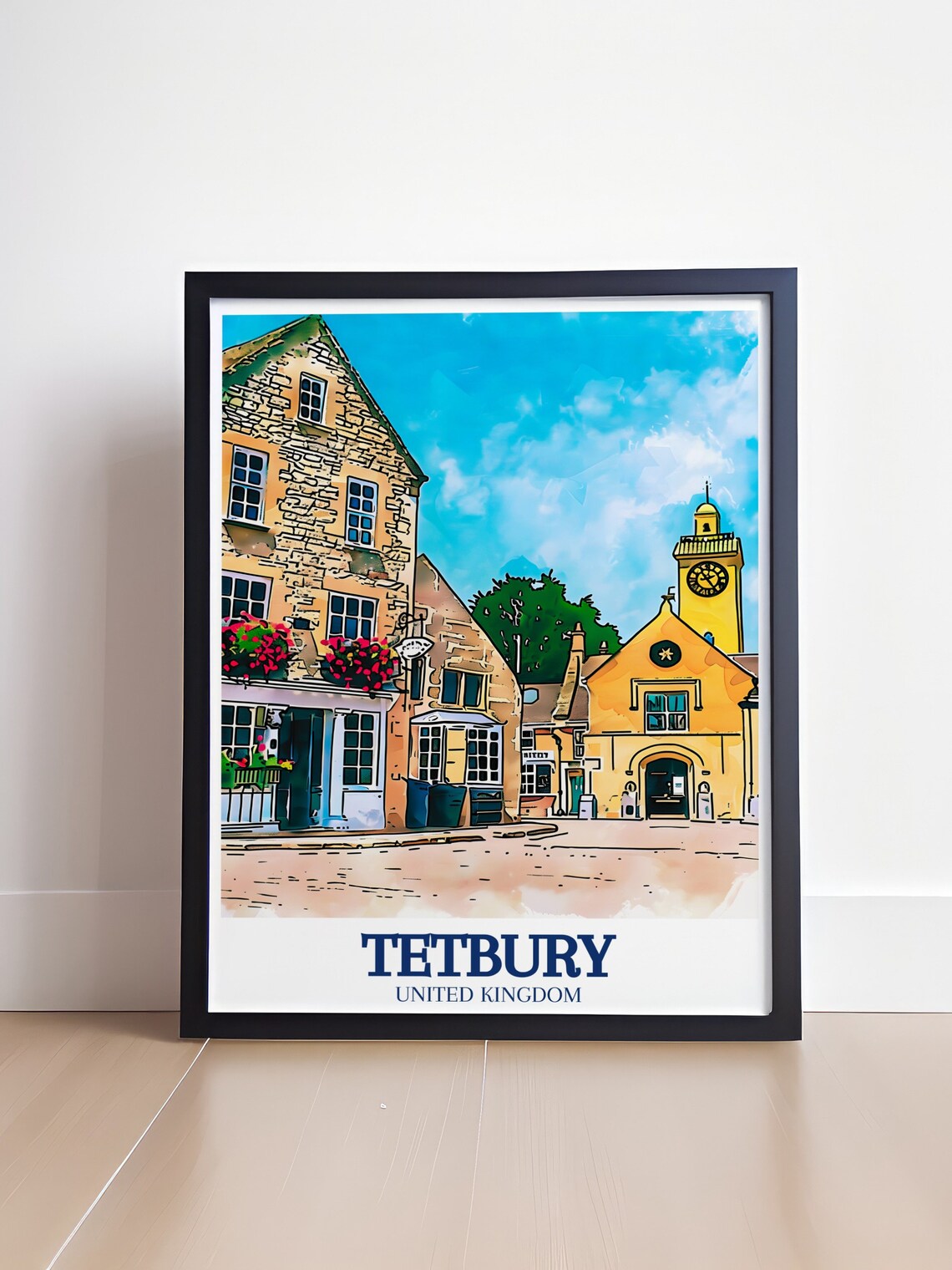 Tetbury Town Hall Watercolor High Street Cotswolds England Poster - Image 4