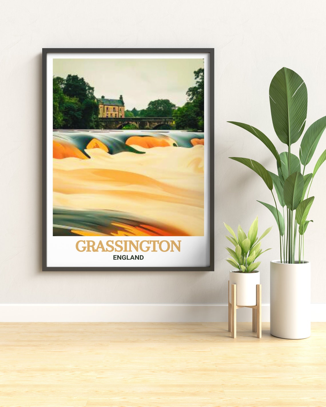 Grassington England Linton Falls Bridge Rapids Travel Poster - Image 3