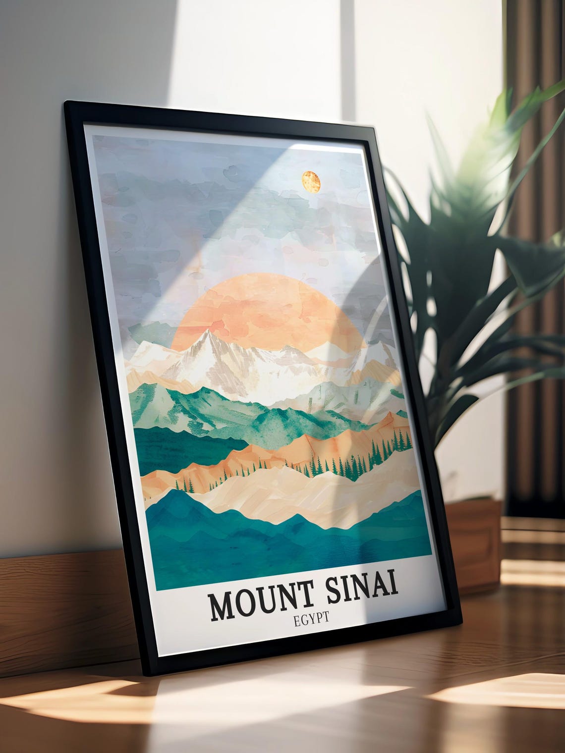 Mount Sinai Egypt Minimalist Mountain Ridges Sunrise Art Poster - Image 4
