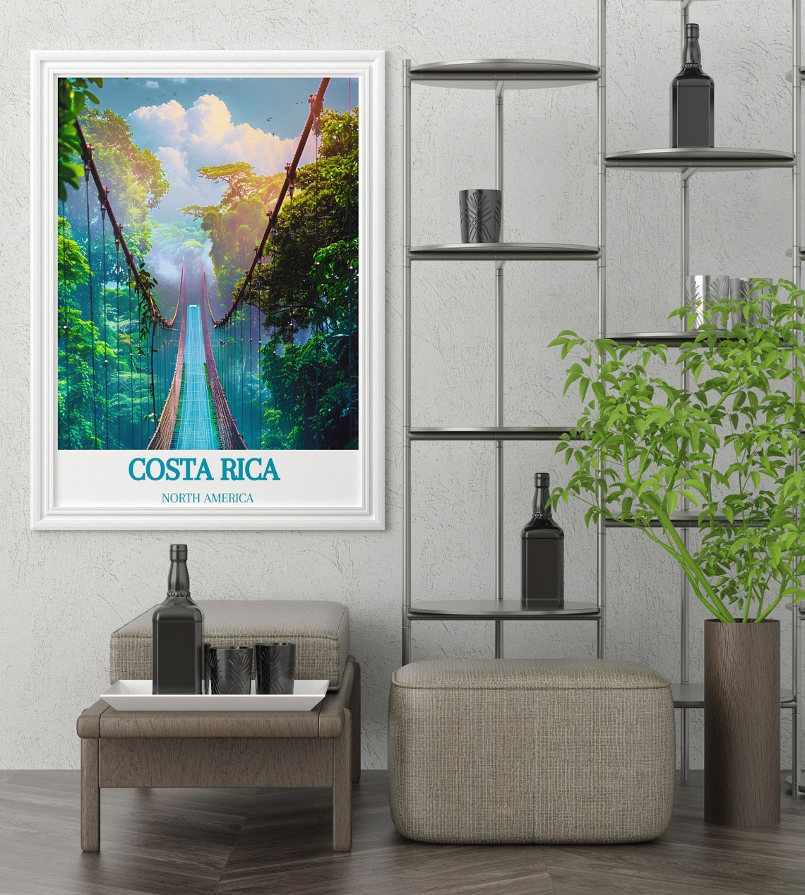 Costa Rica Jungle Canopy Suspension Bridge Rainforest Adventure Poster - Image 4