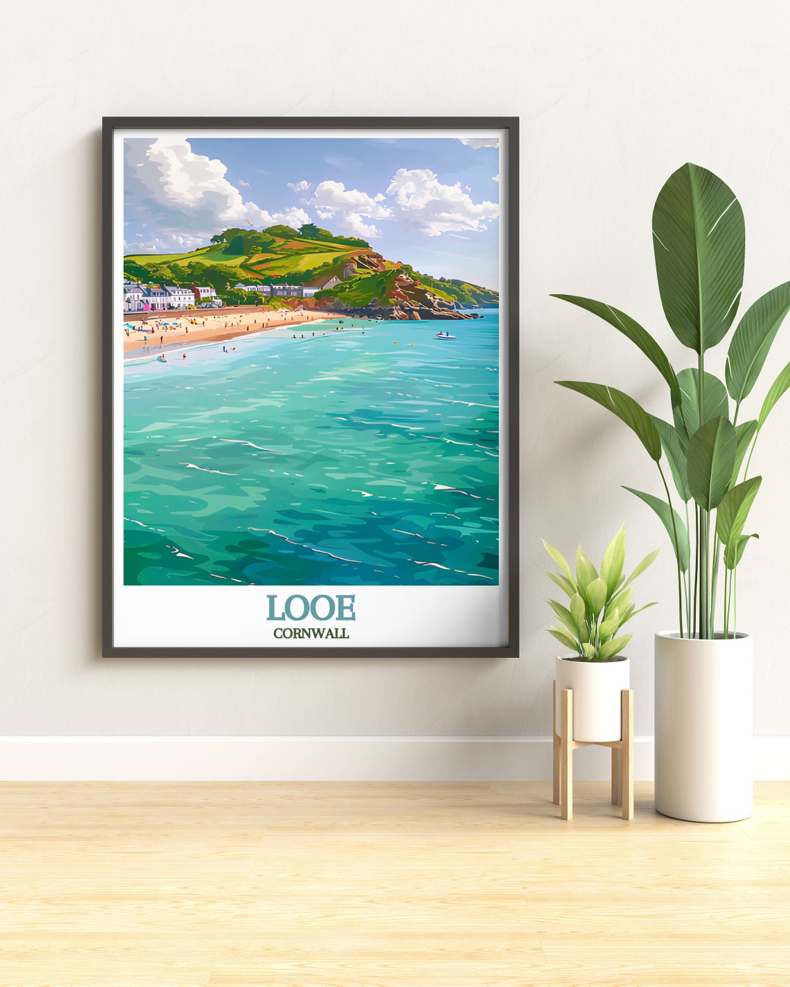 Looe Cornwall East Looe Beach Turquoise Water Summer Travel Poster - Image 3