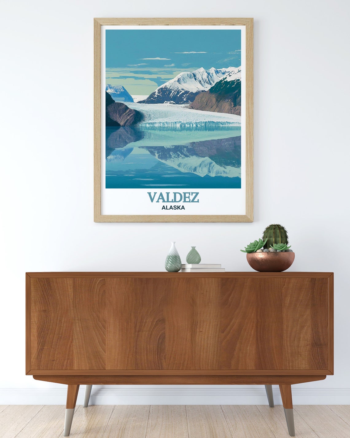 Valdez Alaska Blue Glacier Mirror Reflection Arctic Travel Poster - Image 3
