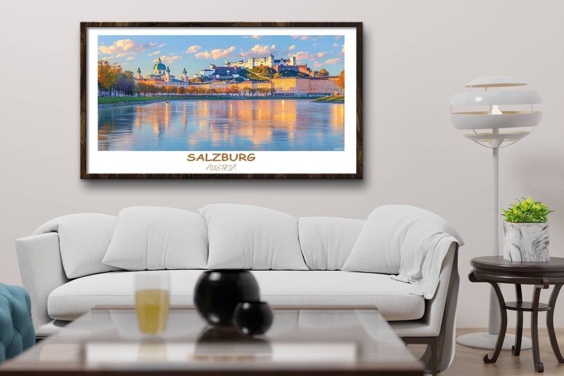 Salzburg Austria Travel Print Hohensalzburg Fortress Salzburg Austria Travel Gift Printable City Poster - Image 2