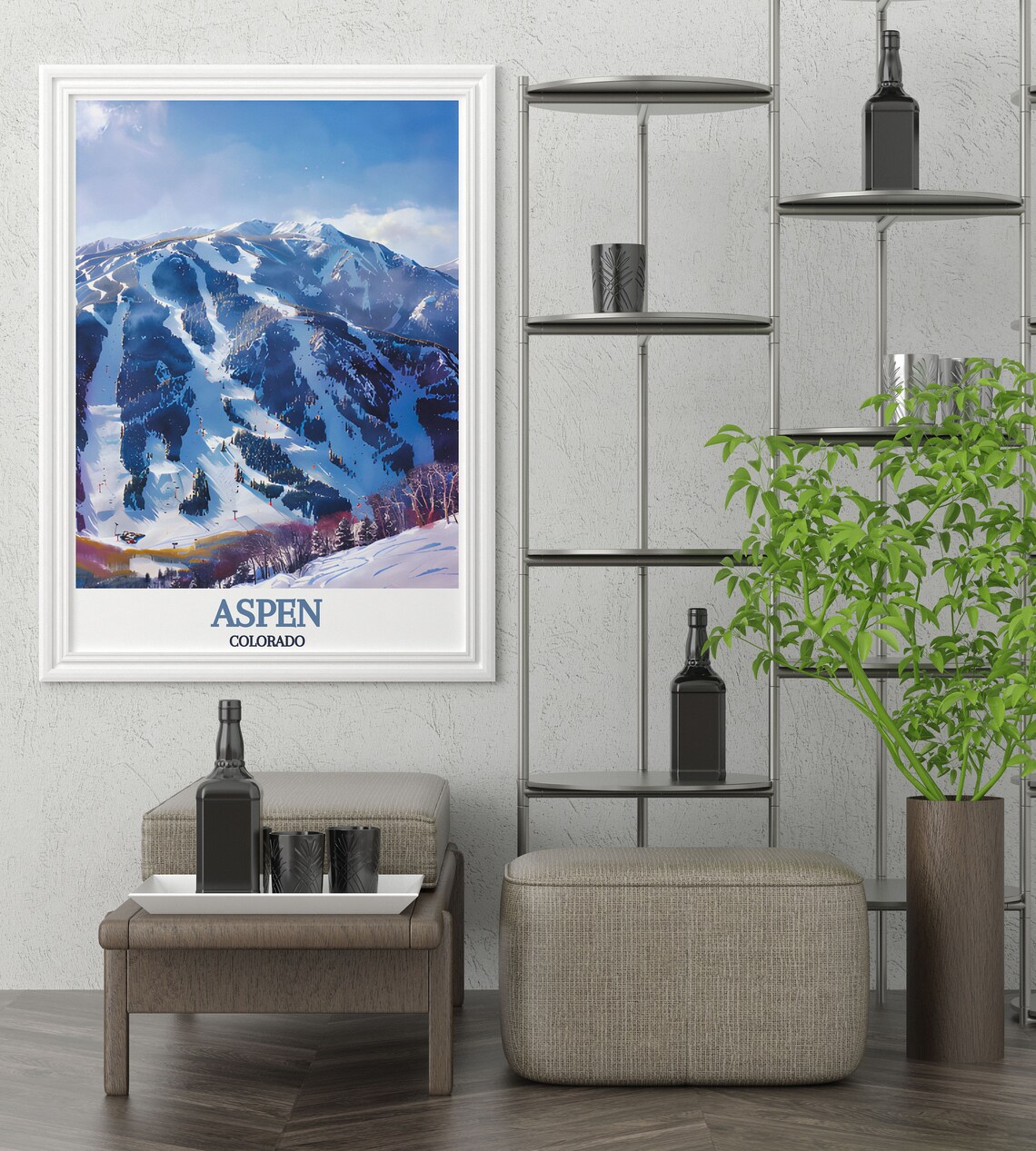 Aspen Colorado Ski Slopes Snowy Mountain Resort Travel Poster - Image 3
