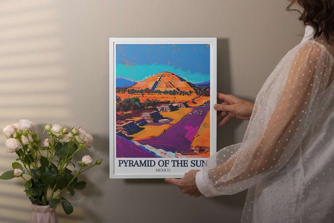 Pyramid of the Sun Purple Haze Avenue Dusk Mexico Travel Poster - Image 2