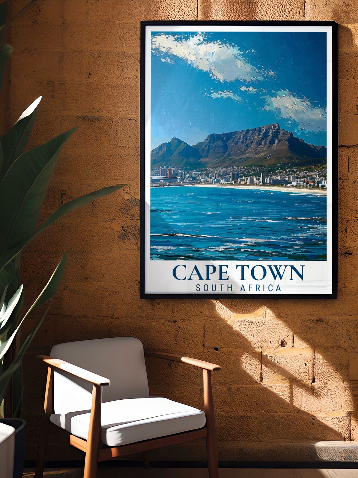 Cape Town Table Mountain and Ocean View Vintage Travel Poster - Image 3
