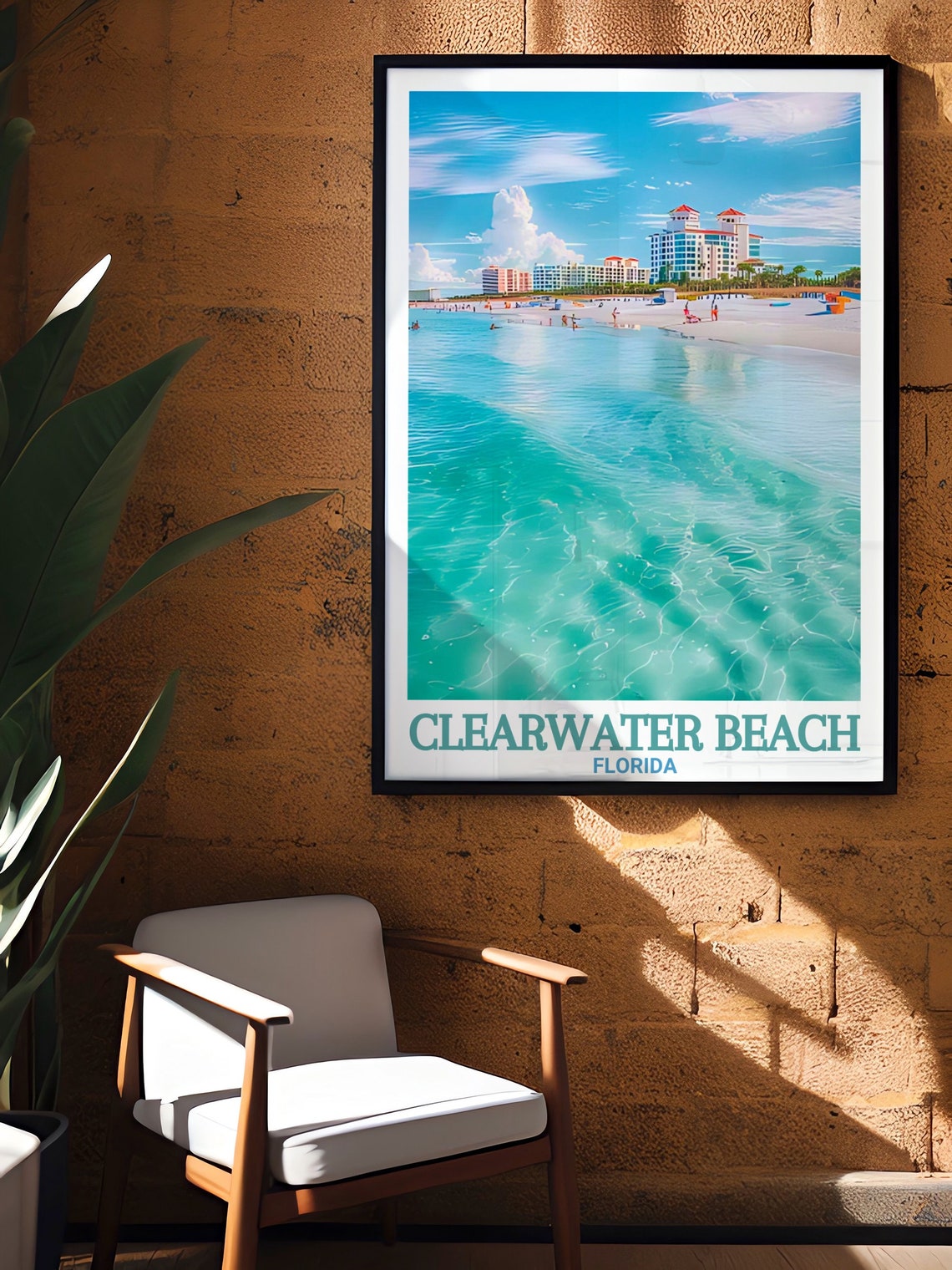 Clearwater Beach Florida Turquoise Shoreline Resort Travel Poster - Image 2