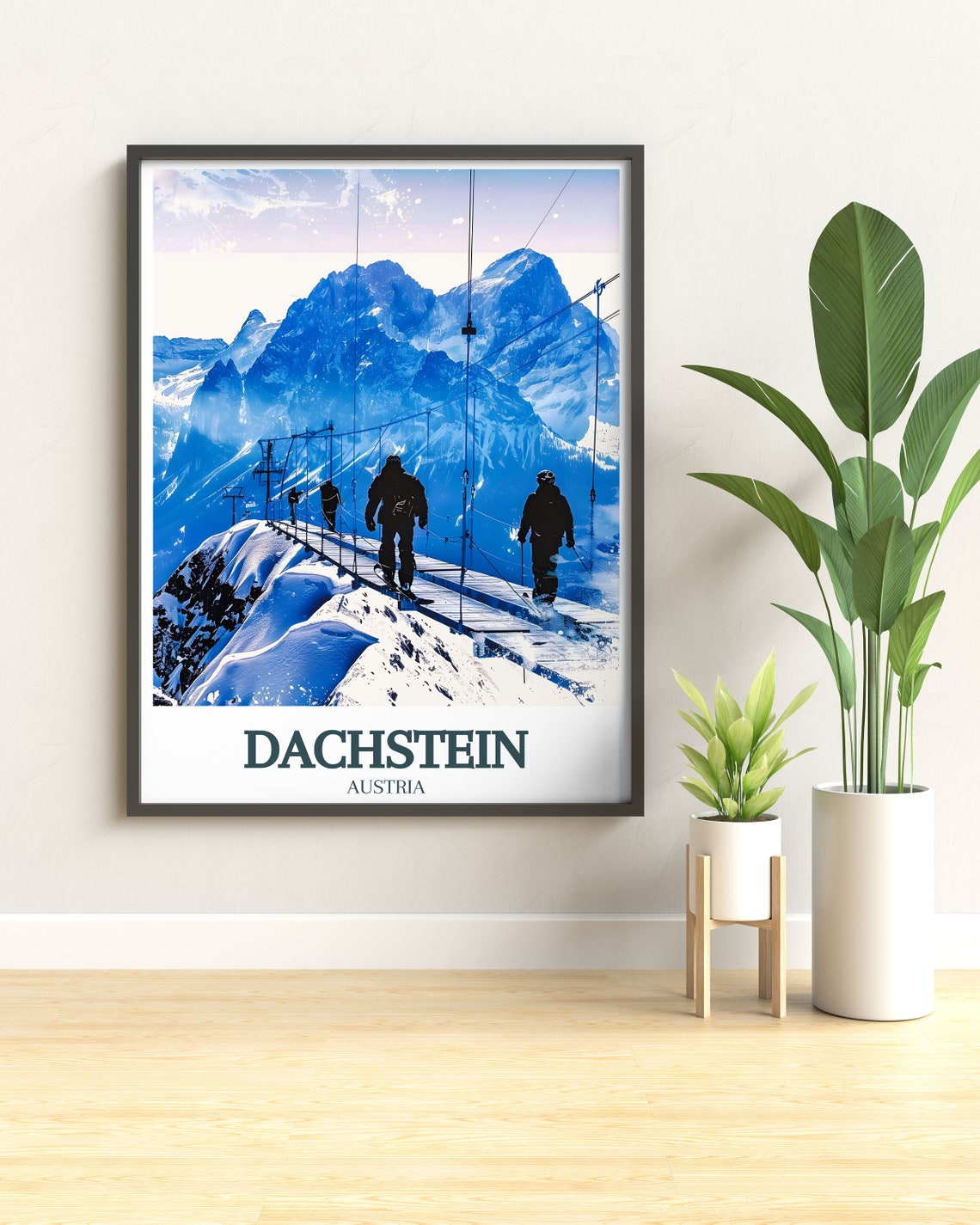 Dachstein Skywalk Suspension Bridge Hikers Alpine Peaks Austria Poster - Image 2