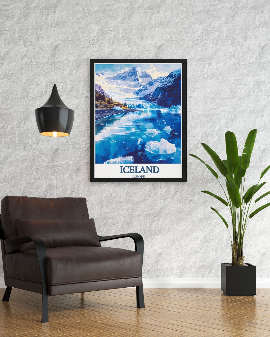 Iceland Jokulsarlon Glacier Lagoon Drifting Blue Icebergs Poster - Image 3